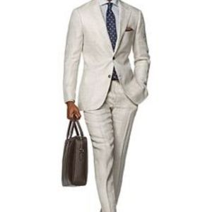 SuitSupply Havana linen cream suit 38R